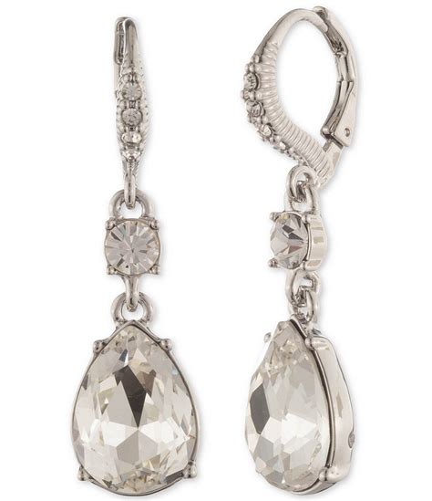 givenchy crystal double drop earrings silvertone|givenchy clip on earrings.